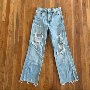Zara wide leg destroyed jeans